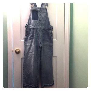 Two-tone Colorblock Denim Wide-leg Overalls